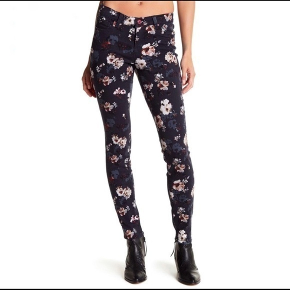 Vintage America Blues Floral Skinny Jeans | Dark Wash | Size 12